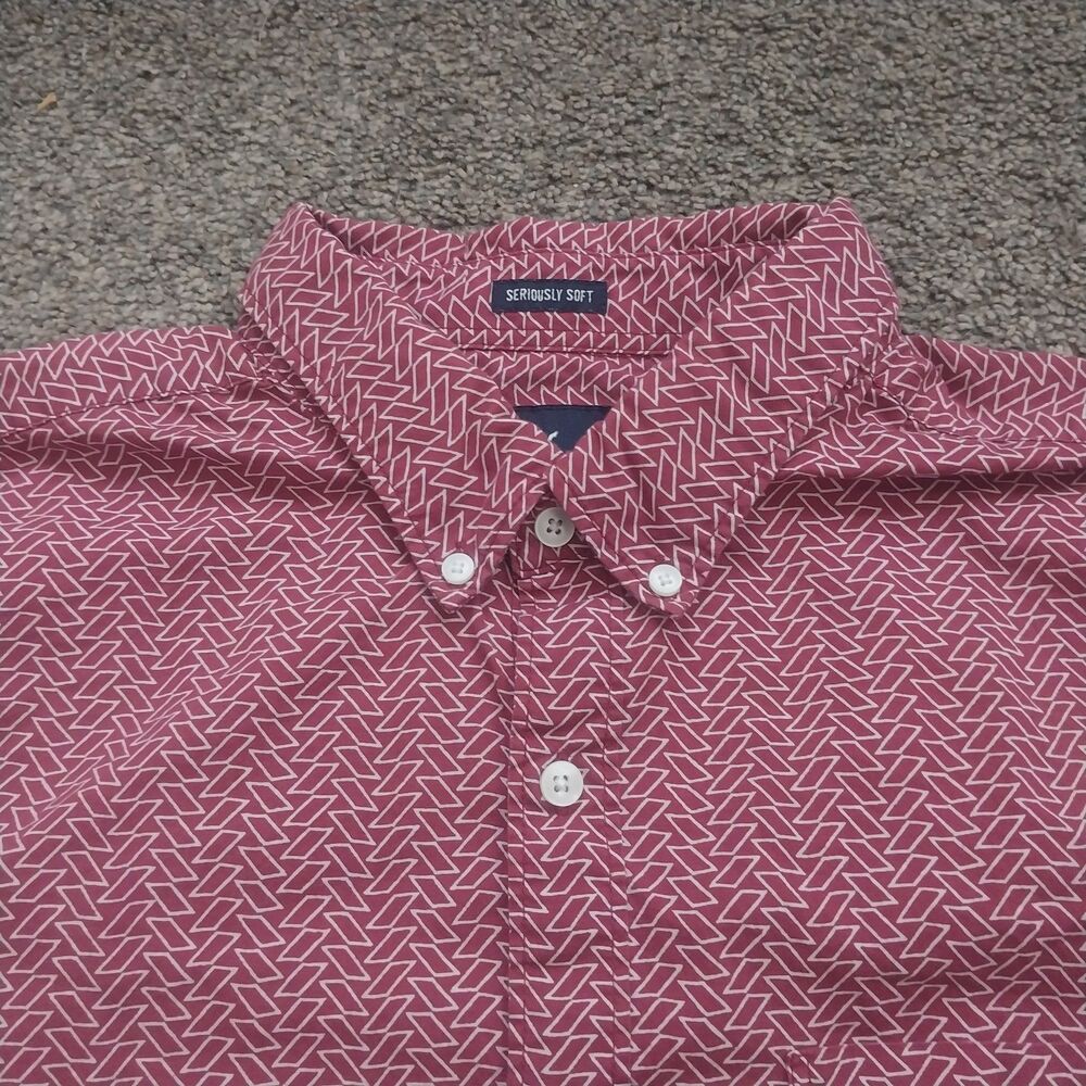 American Eagle Seriously Soft Men's Button-Down Shirt XL Red Geometric Cotton